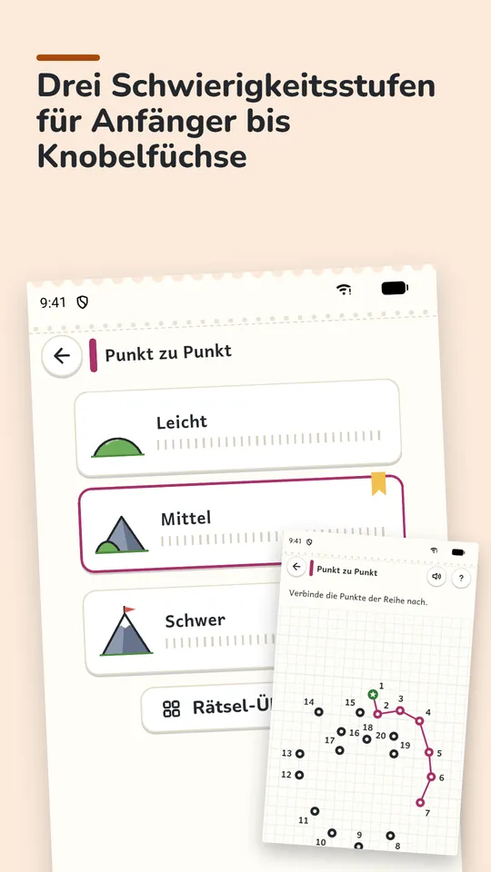 Store-Bild: Drei Schwierigkeitsstufen für Anfänger bis Knobelfüchse